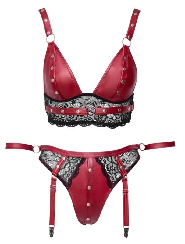 Rotes Dessous-Set mit Spitze